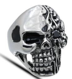 R176 Stainless Steel Half Face Biker Ring Rings Virginia City Motorcycle Company Apparel 