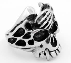 R178 Stainless Steel Acid Head Biker Ring Rings Virginia City Motorcycle Company Apparel 