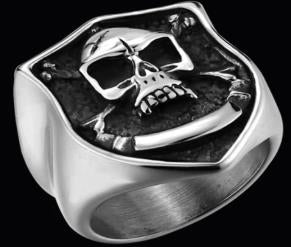 R179 Stainless Steel Brave Face Biker Ring Rings Virginia City Motorcycle Company Apparel 