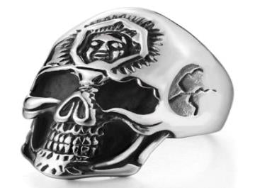 R182 Stainless Steel 3rd Eye Skull Biker Ring Rings Virginia City Motorcycle Company Apparel 