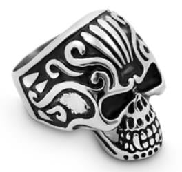 R184 Stainless Steel Crown Head Biker Ring Rings Virginia City Motorcycle Company Apparel 