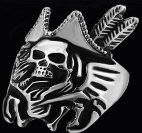 R189 Stainless Steel Pirate Hat Skull Face Biker Ring Rings Virginia City Motorcycle Company Apparel 