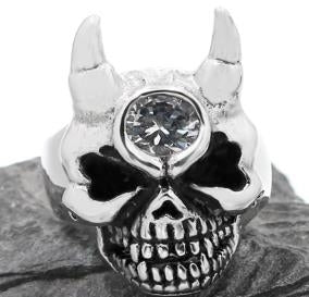 R190 Stainless Steel Diamond Eye Skull Face Biker Ring Rings Virginia City Motorcycle Company Apparel 