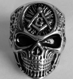 R191 Stainless Steel All Seeing Eye Skull Face Biker Ring Rings Virginia City Motorcycle Company Apparel 