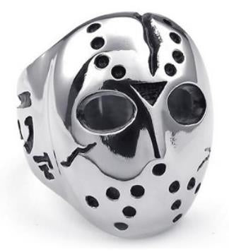 R192 Stainless Steel Jason Face Biker Ring Rings Virginia City Motorcycle Company Apparel 