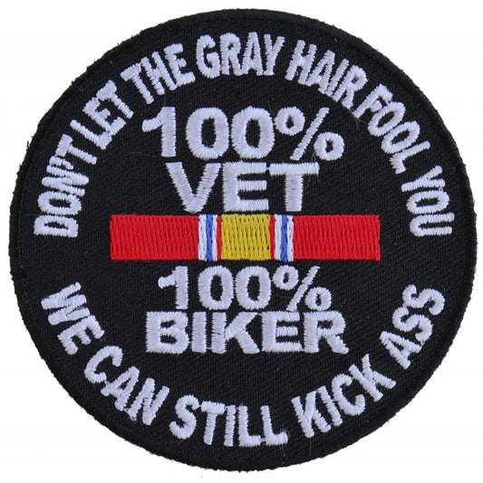 P5010 100 Percent Vet 100 Percent Biker We Can Still Kick Ass Patch Patches Virginia City Motorcycle Company Apparel 
