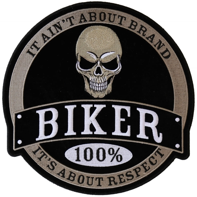 PL6105 100% Biker Skull Embroidered Iron on Patch Patches Virginia City Motorcycle Company Apparel 