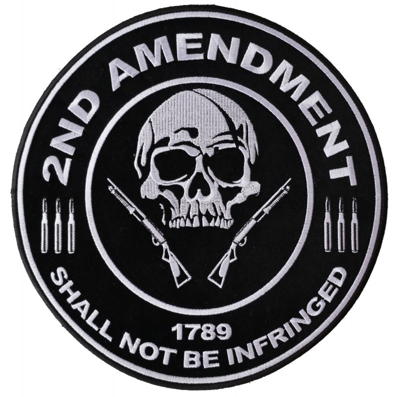 PL3565 2nd Amendment Shall Not Be Infringed Skull 1789 Large Embroide Patches Virginia City Motorcycle Company Apparel 