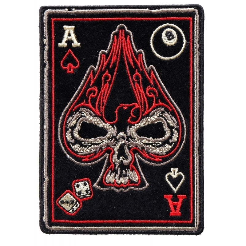 P4259 Ace Of Spades Skull Small Biker Patch Patches Virginia City Motorcycle Company Apparel 