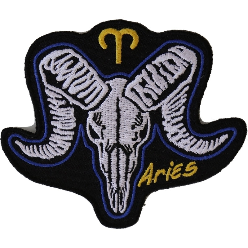 P5479 Aries Skull Zodiac Sign Patch Patches Virginia City Motorcycle Company Apparel 