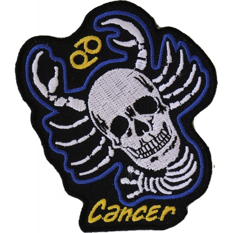 P5478 Cancer Skull Zodiac Sign Patch Patches Virginia City Motorcycle Company Apparel 
