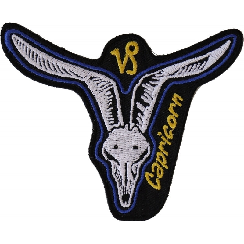 P5477 Capricorn Skull Zodiac Sign Patch Patches Virginia City Motorcycle Company Apparel 
