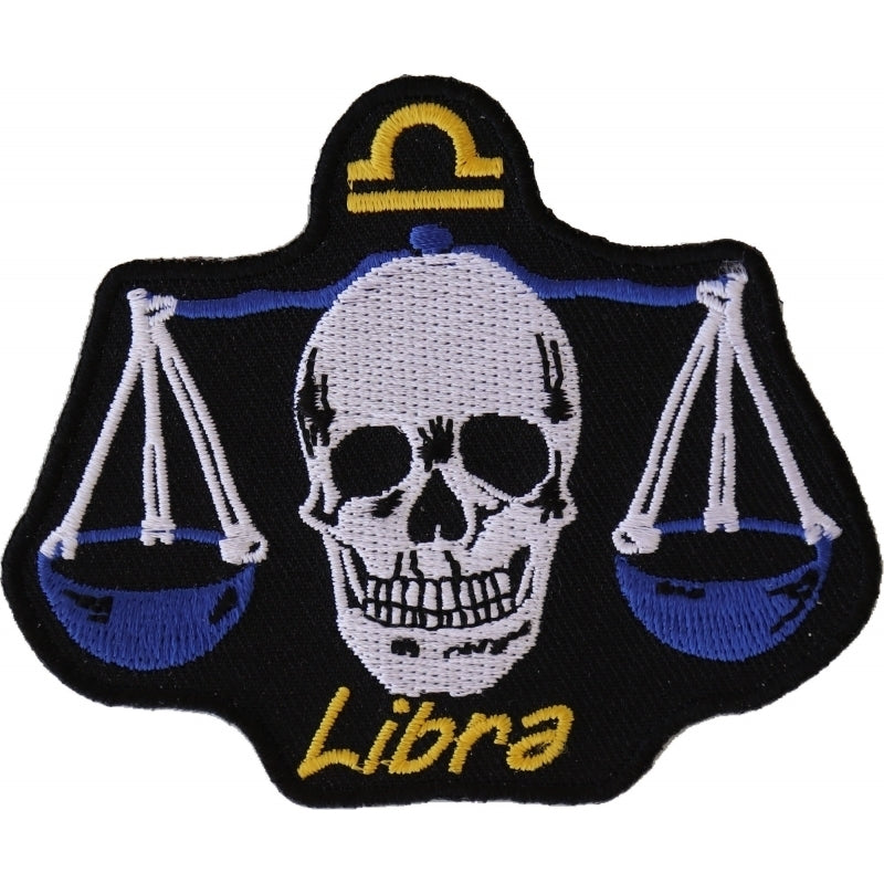 P5474 Libra Skull Zodiac Sign Patch Patches Virginia City Motorcycle Company Apparel 