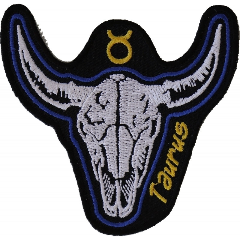 P5470 Taurus Skull Zodiac Sign Patch Patches Virginia City Motorcycle Company Apparel 