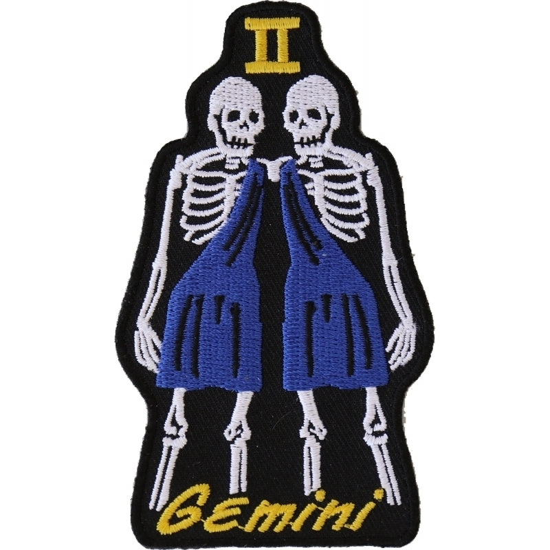 P5476 Gemini Skull Zodiac Sign Patch Patches Virginia City Motorcycle Company Apparel 