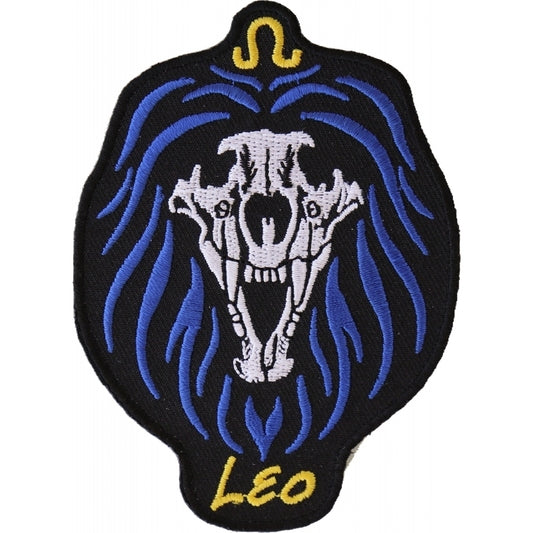 P5475 Leo Skull Zodiac Sign Patch Patches Virginia City Motorcycle Company Apparel 