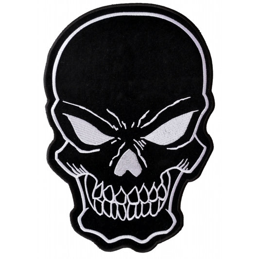 PL3422 Black Skull Embroidered Iron on Patch Patches Virginia City Motorcycle Company Apparel 