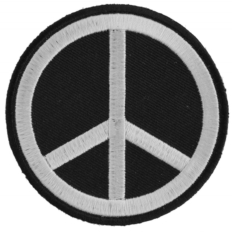 P3488 Black White Peace Sign Patch Patches Virginia City Motorcycle Company Apparel 