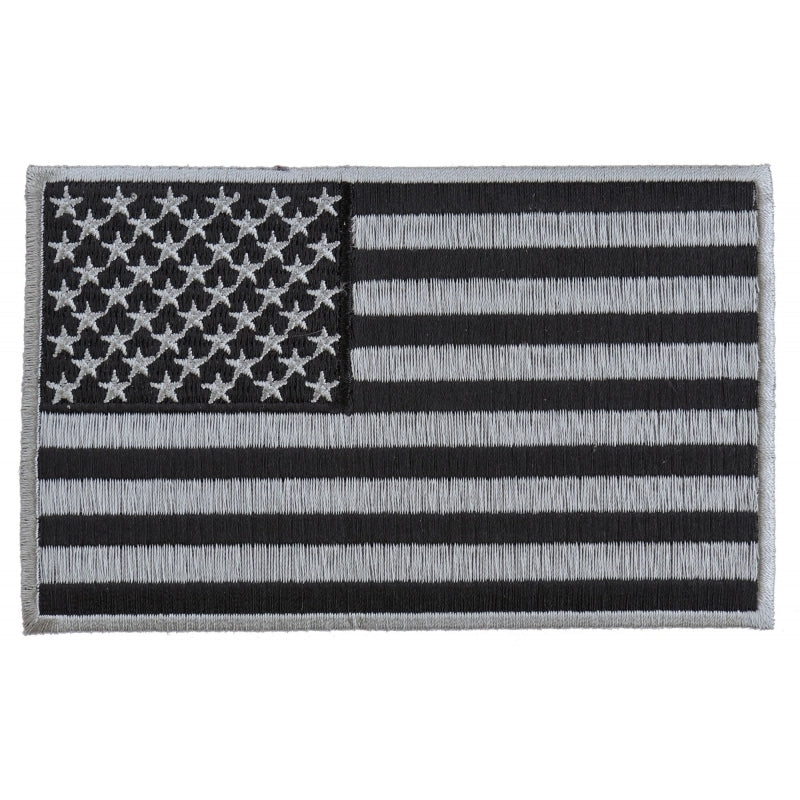 P5644 Black and Gray American Flag Patch Patches Virginia City Motorcycle Company Apparel 