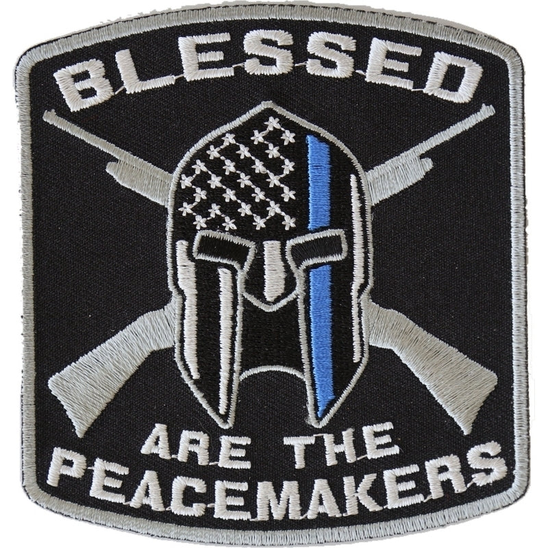 P4622 Blessed Are The Peacemakers Thin Blue Line Patch For Law Enforc Patches Virginia City Motorcycle Company Apparel 