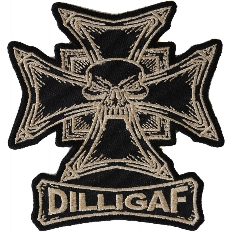 P2651 Dilligaf Skull Biker Patch Patches Virginia City Motorcycle Company Apparel 