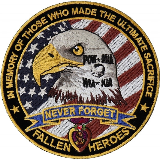 P6568 Fallen Heroes POW MIA WIA KIA Memorial Patch Patches Virginia City Motorcycle Company Apparel 