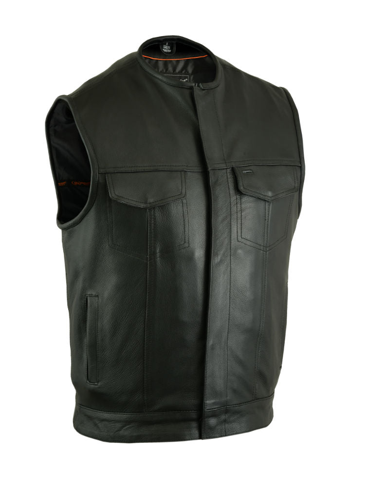 DS181A Concealed Snap Closure, Milled Cowhide, Without Collar & Hidde Men's Vests Virginia City Motorcycle Company Apparel 