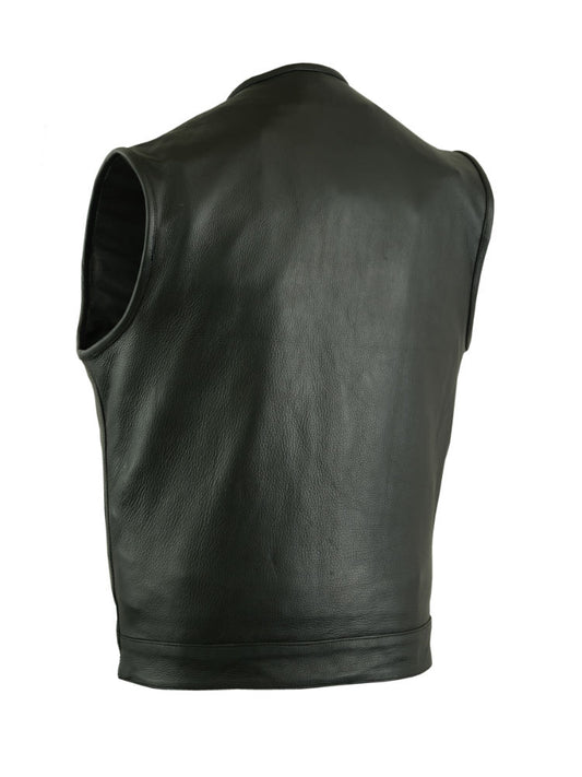 DS181A Concealed Snap Closure, Milled Cowhide, Without Collar & Hidde Men's Vests Virginia City Motorcycle Company Apparel 