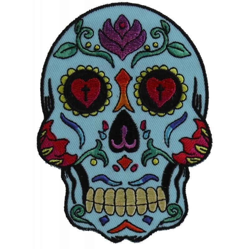 P5984 Sugar Skull Blue Patch Patches Virginia City Motorcycle Company Apparel 