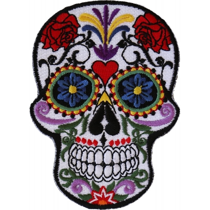 P5530 Sugar Skull Iron On Patch Patches Virginia City Motorcycle Company Apparel 