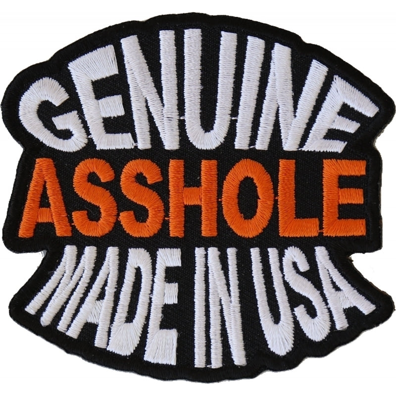 P1387 Genuine Asshole Made In USA Funny Naughty Iron on Patch Patches Virginia City Motorcycle Company Apparel 