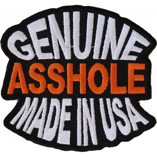 P1387 Genuine Asshole Made In USA Funny Naughty Iron on Patch Patches Virginia City Motorcycle Company Apparel 