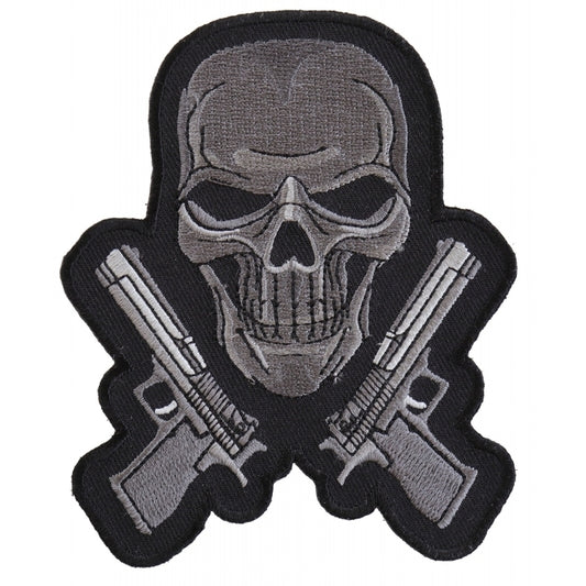 P4960 Guns and Skull Chrome Patch Patches Virginia City Motorcycle Company Apparel 
