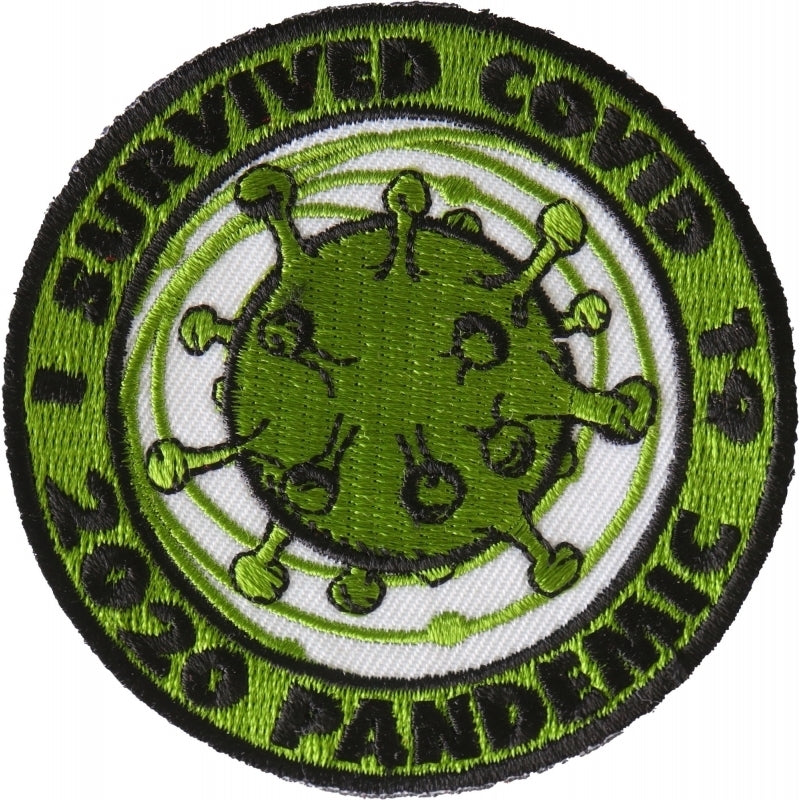 P6715 I survived covid 19 Iron on Corona Virus Patch Patches Virginia City Motorcycle Company Apparel 