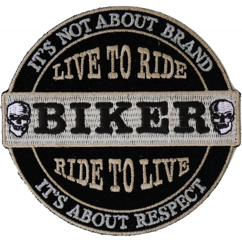 P4634 It's Not About Brand, It's About Respect Biker Patch Small Patches Virginia City Motorcycle Company Apparel 
