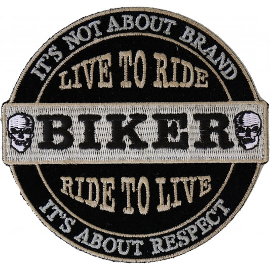 P4634 It's Not About Brand, It's About Respect Biker Patch Small Patches Virginia City Motorcycle Company Apparel 