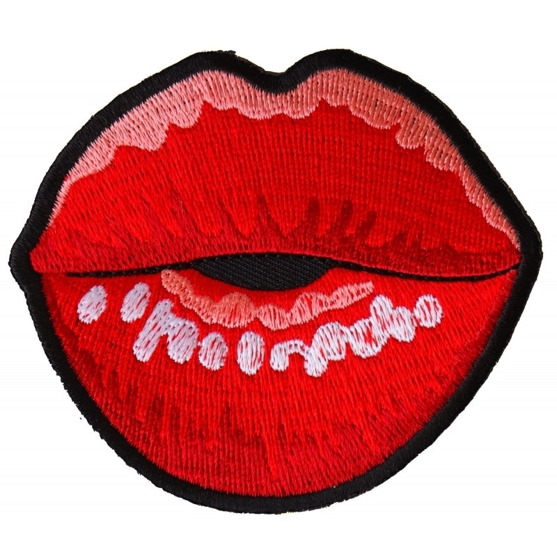 P6327 Kissing Lips Small Iron on Novelty Patch Patches Virginia City Motorcycle Company Apparel 