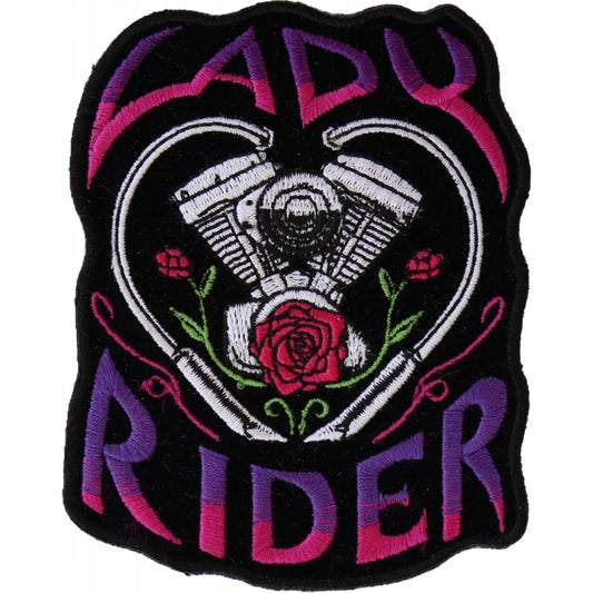 P6020 Lady Rider Path with Engine Roses Patches Virginia City Motorcycle Company Apparel 