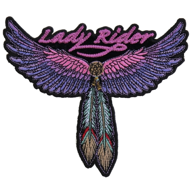 PM3118 Lady Rider Wings and Feather Medium Size Tribal Patch Patches Virginia City Motorcycle Company Apparel 
