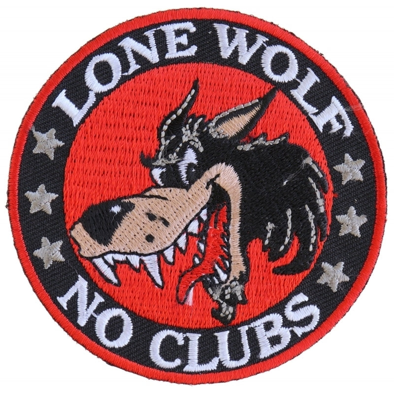 P2949 Lone Wolf No Clubs Biker Patch Patches Virginia City Motorcycle Company Apparel 