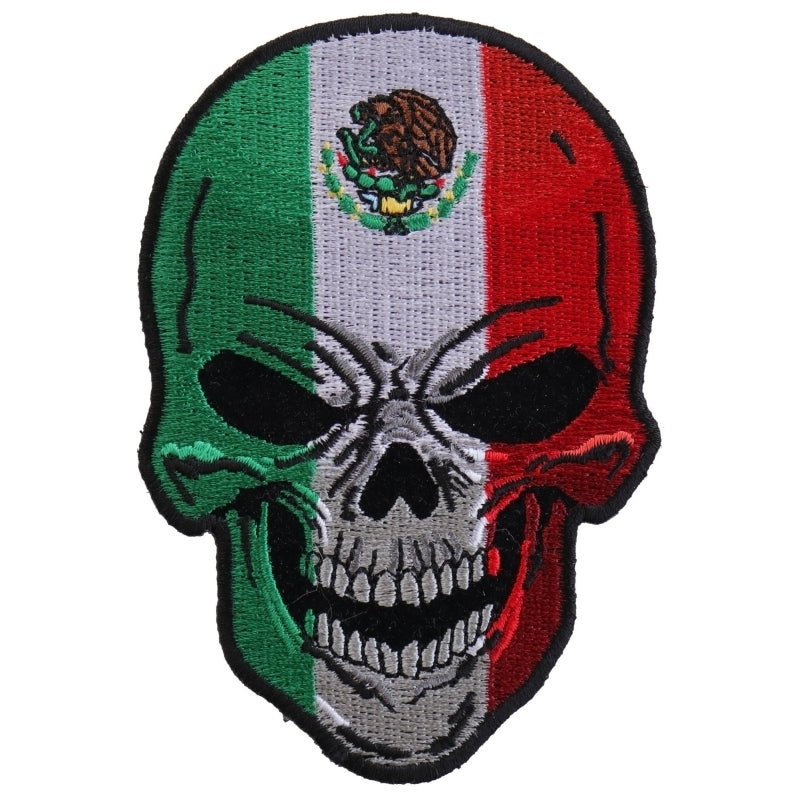 P5665 Mexican Flag Skull Small Patch Patches Virginia City Motorcycle Company Apparel 