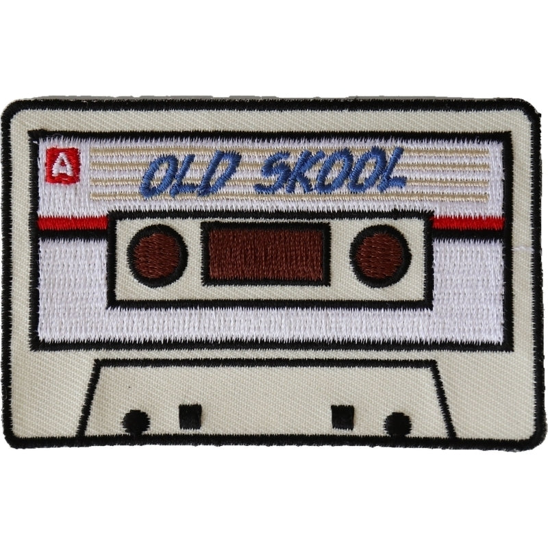 P5946 Old Skool Radio Cassette Novelty Iron on Patch Patches Virginia City Motorcycle Company Apparel 