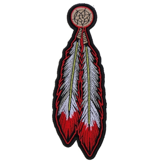 P4320 Red White Feathers Patch Patches Virginia City Motorcycle Company Apparel 