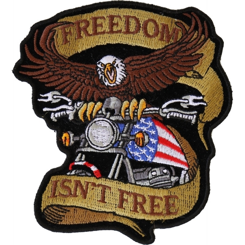 P4967 Patriotic Eagle Biker Small Iron on Patch Freedom Isn't Free Patches Virginia City Motorcycle Company Apparel 