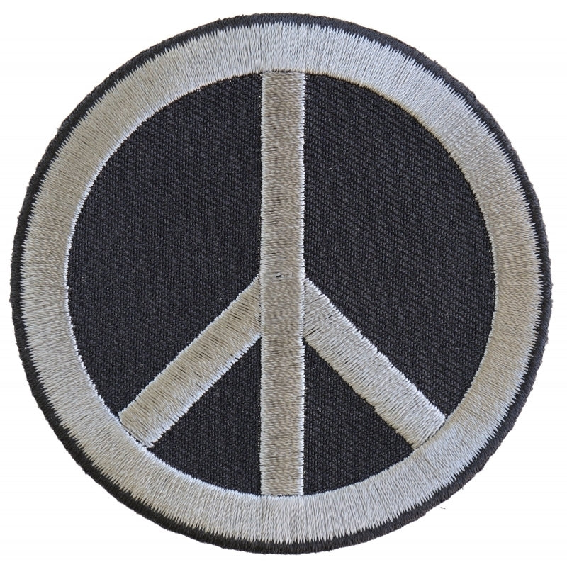 P4871 Peace Sign Patch Gray On Black Patches Virginia City Motorcycle Company Apparel 