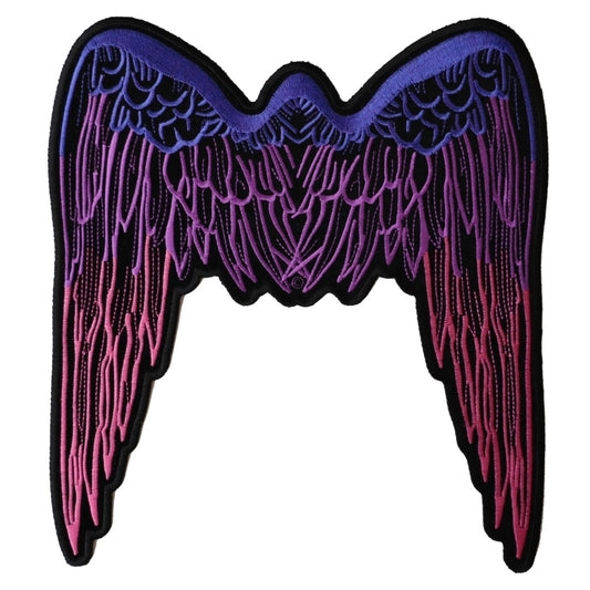 PL2648 Pink Angel Wings Large Embroidered Iron on Patch Patches Virginia City Motorcycle Company Apparel 