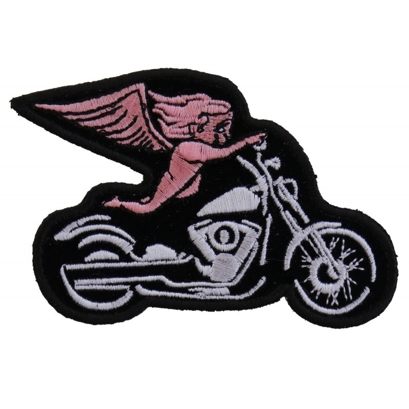 P3789 Pink Biker Angel On Motorcycle Patch Patches Virginia City Motorcycle Company Apparel 