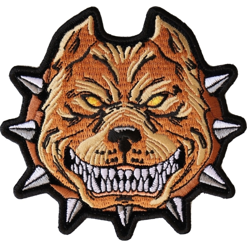 P6563 Pit Bull Spike Collar Iron on Patch Patches Virginia City Motorcycle Company Apparel 