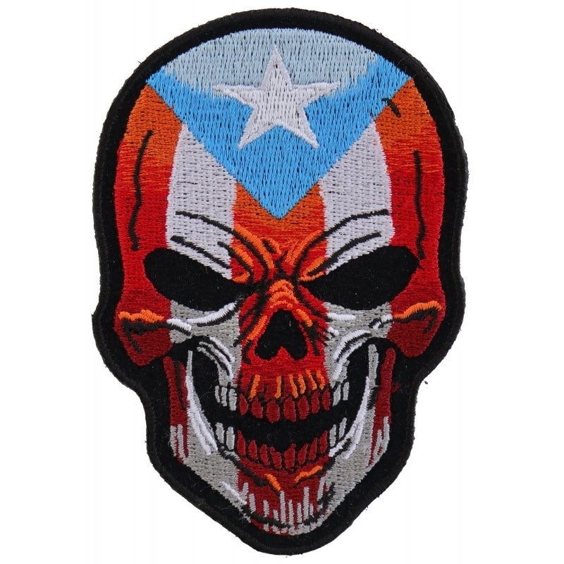 P5137 Puerto Rican Skull Patch With Puerto Rico Flag Patches Virginia City Motorcycle Company Apparel 