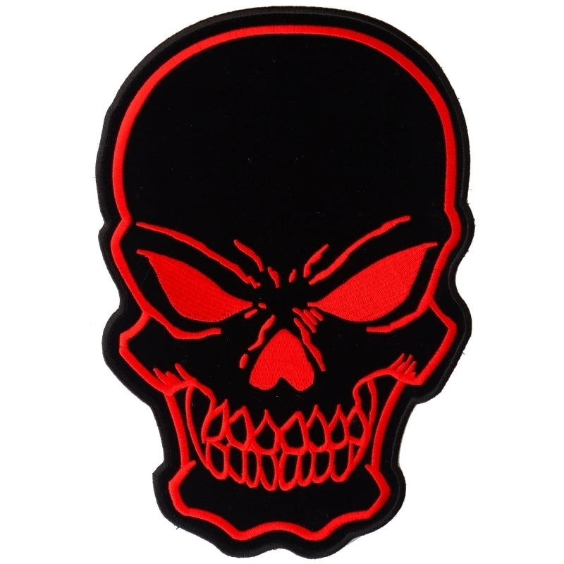 PL6332 Red Skull Embroidered Iron on Patch Patches Virginia City Motorcycle Company Apparel 